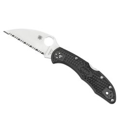 Spyderco Delica 4 Folder 2.88in Serrated Wharncliff BlackFRN