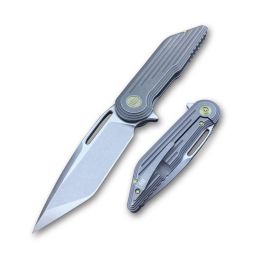 WE Knife Folder Gray Ti Handle Stonewash 3.2Blade 7.5Lngth