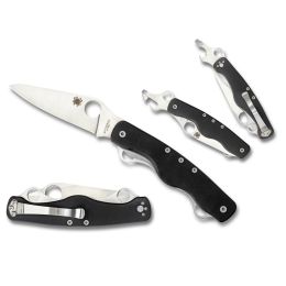 Spyderco ClipiTool Folder 3.5 in Plain 6 Tools Blk G-10 Hndl