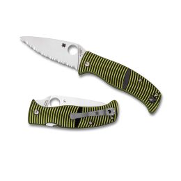 Spyderco Caribbean Folder 3.7 in Serrated Black-Yellow G-10