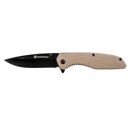 S&W 1084312 Folder 3.5 in Black Blade Brown Polymer Handle