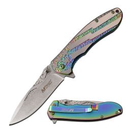MTech USA Spring Assisted Knife 3.5in Blade 8in Open-Rainbow