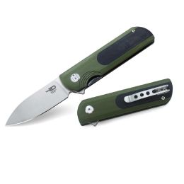 Bestech Pebble Folder 3.0 in Plain Black-Green G-10 Handle