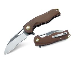 Bestech Rhino Folder 3.625 in Gray Satin Plain Beige G-10