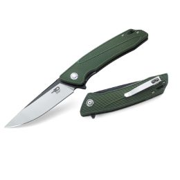 Bestech Spike Folder 3.75 in Plain Green Nylon Handle