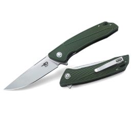 Bestech Spike Folder 3.75 in Stonewash Plain Green Nylon