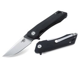 Bestech Thorn Folder 4.3 in Satin Plain Black G-10 Handle