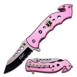 Tac Force Pink 4.5in EMT Rescue Folder With Aluminum Handle