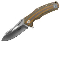 Proelia TX020 Folder 4in Silver Drop Blade Brown-Blue G-10