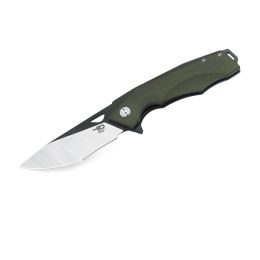 Bestech Toucan Folder Blk SW-Satin Plain Green G-10 Handle