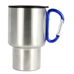 AGS Brand Stainless 14oz Carabiner Travel Mug 2Pk-Red Hndle
