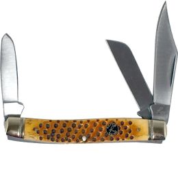 Roper Viper Stockman 2.625 in Blade Orange Pit Bone Handle