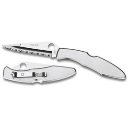 Spyderco Police Folder 4.13 in Serrated Stainless Steel Hndl