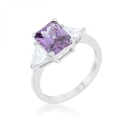 Classic Amethyst Rhodium Engagement Ring (size: 08) R08451R-C20-08