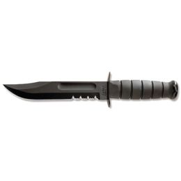 Ka-Bar Bowie Fixed 7.0 in Black Combo Blade Kraton Handle