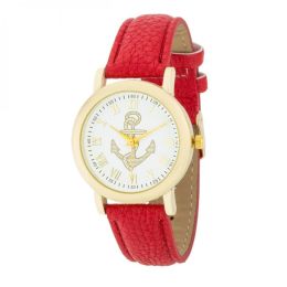 Natalie Gold Nautical Watch With Red Leather Band TW-15322-RED