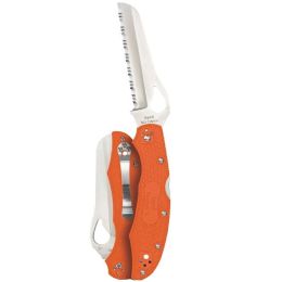 Byrd Cara Cara2 Folder 3.9 in Serrated Blade Orange FRN Hndl