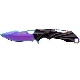 Tac Force 5in Folder Rainbow SS Blade-Blk Alum Handle w-Clip