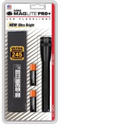Maglite Mini Pro+ LED 2-Cell AA Flashlight w/Holster, Black