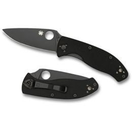 Spyderco Tenacious Folder 3.39 in Black Plain Black G-10