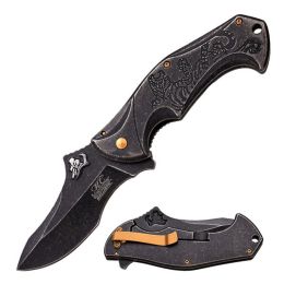 Master Cutlery Collection Spring Assist Knife 4.8 Stonewash